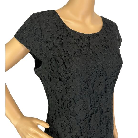 J. Crew Lace Overlay Dress Black Short Sleeve 22156 Size 8 - Picture 9 of 11